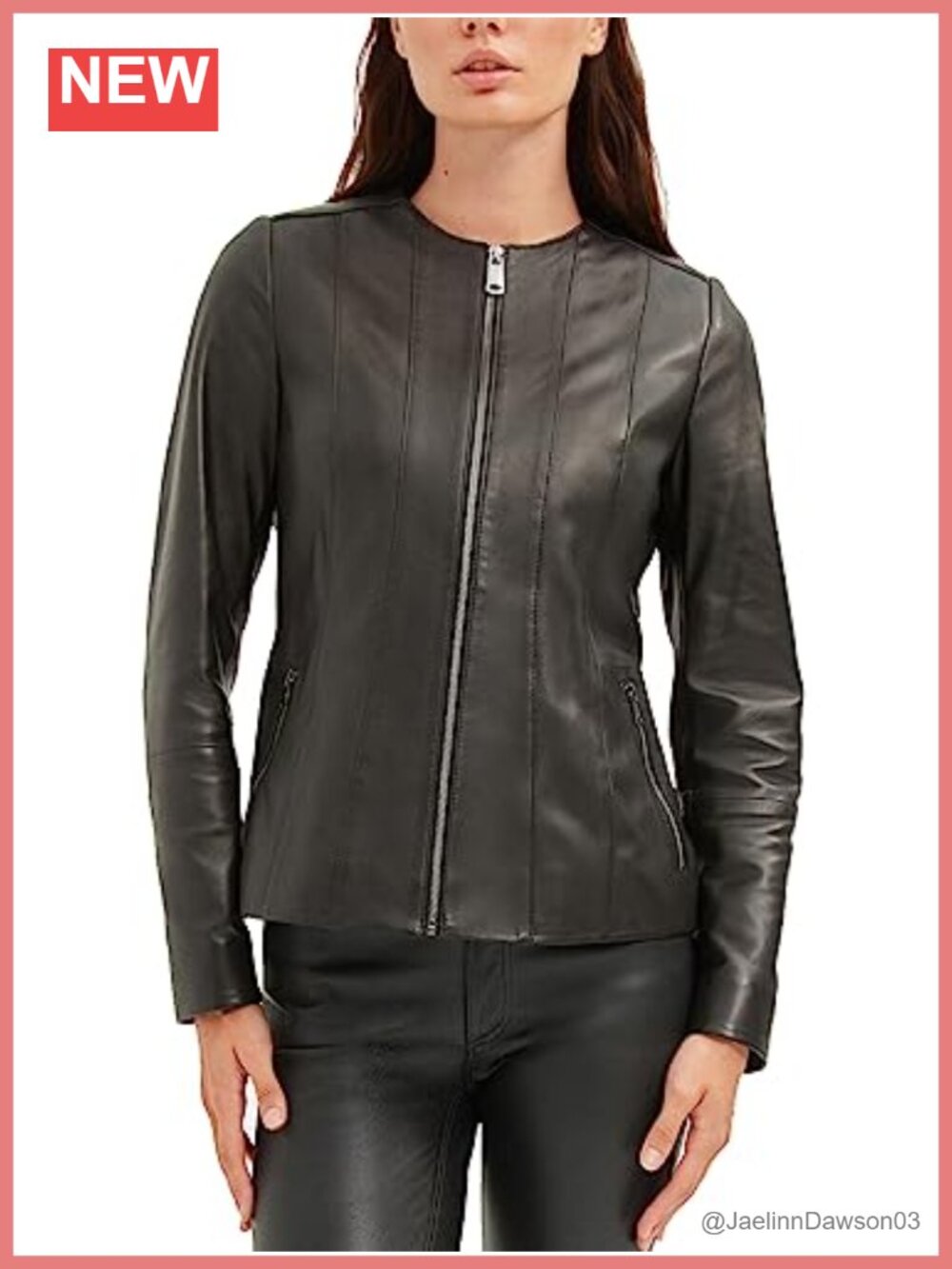 Genuine Lambskin Leather Jacket Collarless Italian Design Women's